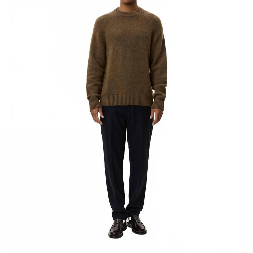 NEW LES DEUX gilbert crewneck knit top in teak brown